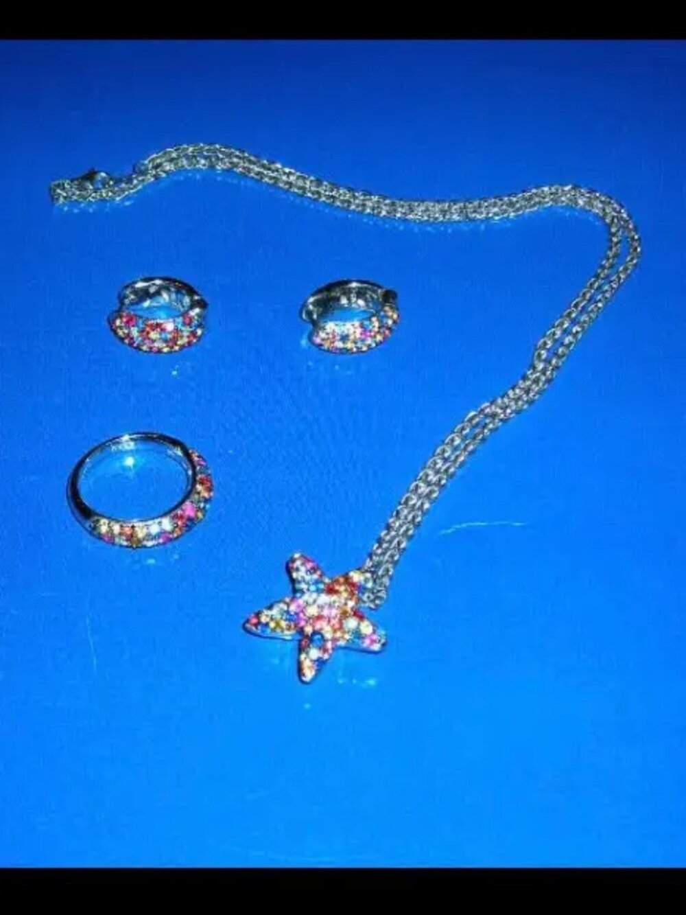 Multicolour Sapphire Sterling Silver Jewelry set